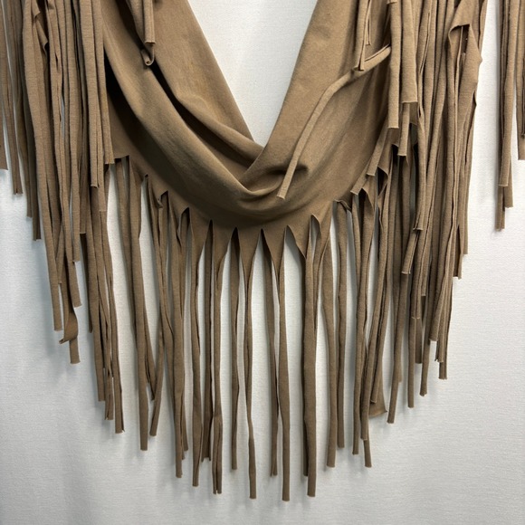 Taupe Fringe Infinity Scarf Shawl Wrap Boho Western Festival Layering - Picture 3 of 9